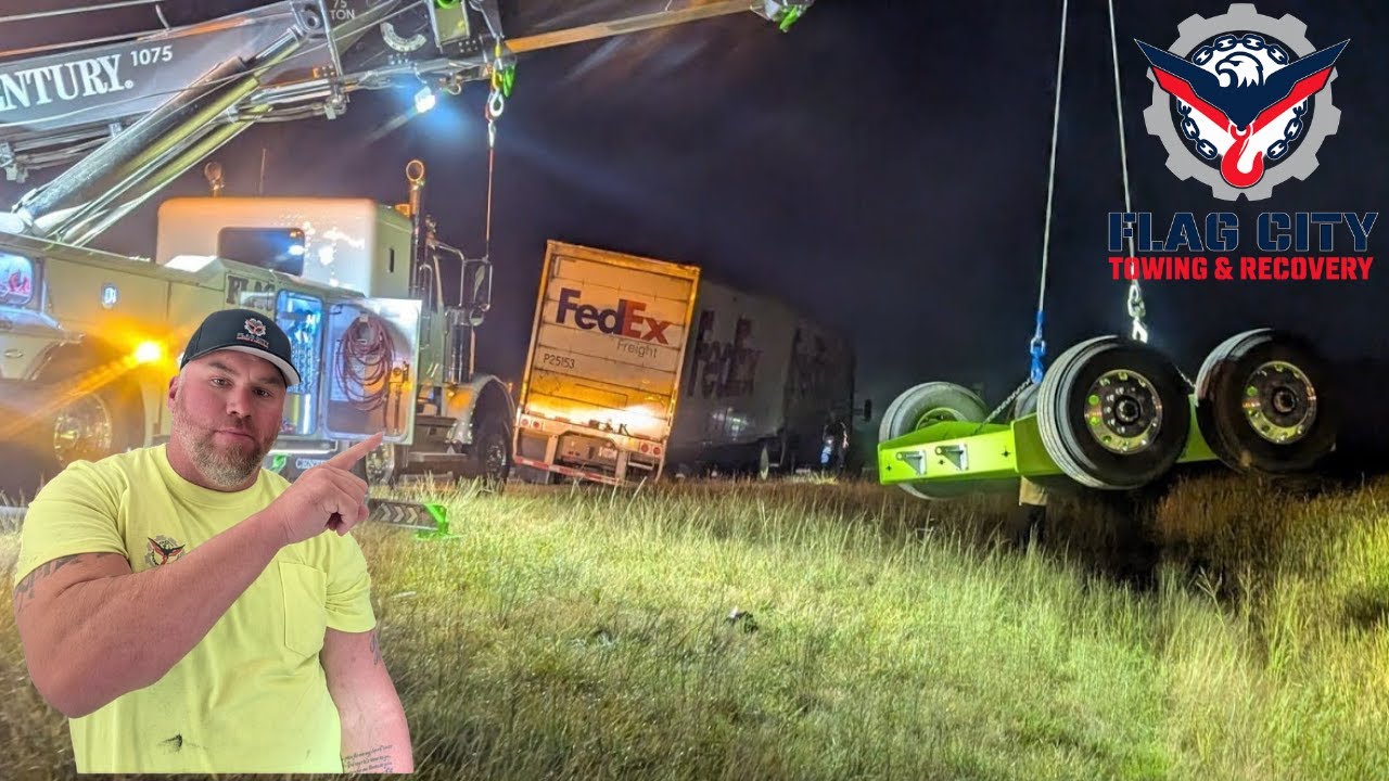 Heavy Rotator Recovery, Trailer Lost its wheels!!!