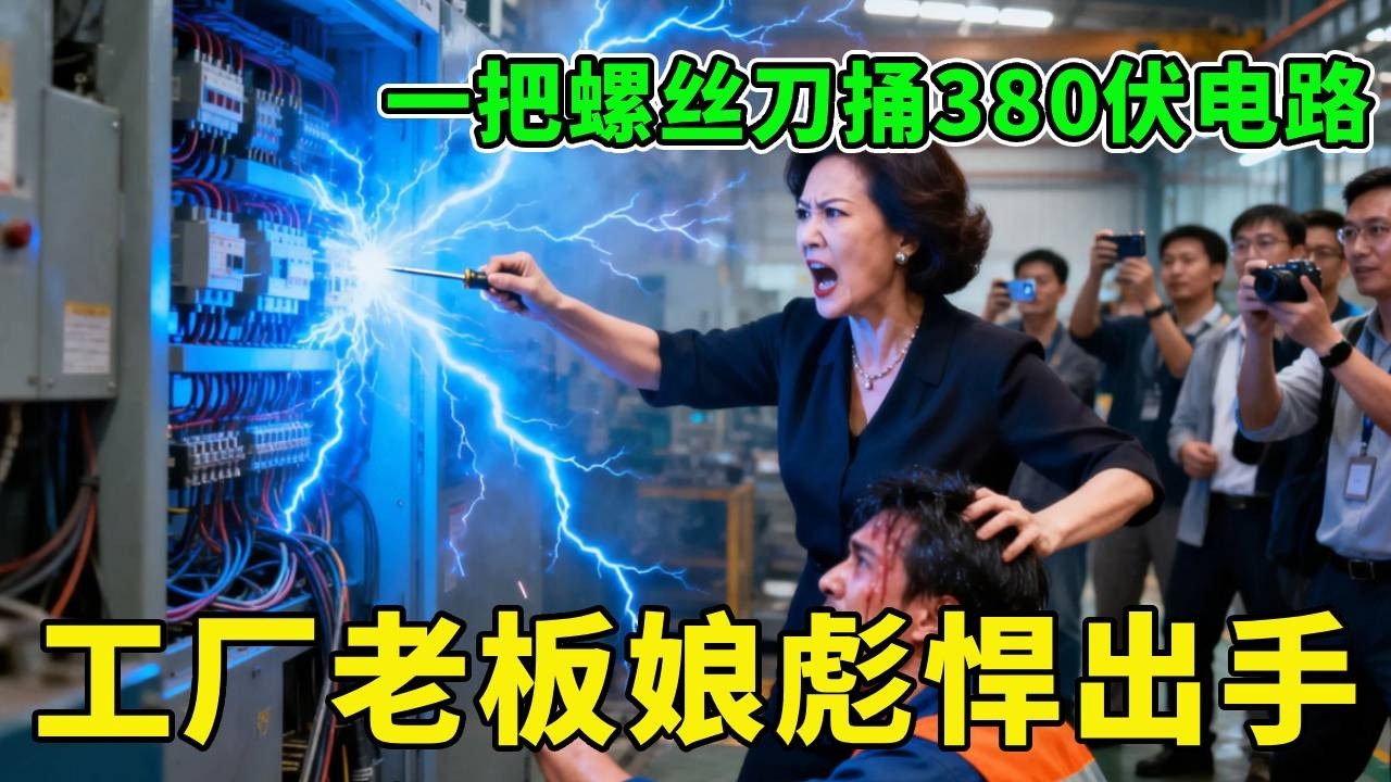 工厂设备故障断电，这个老板娘有点猛，拿着螺丝刀捅380伏电路！【城阳电工电路】#真实案例