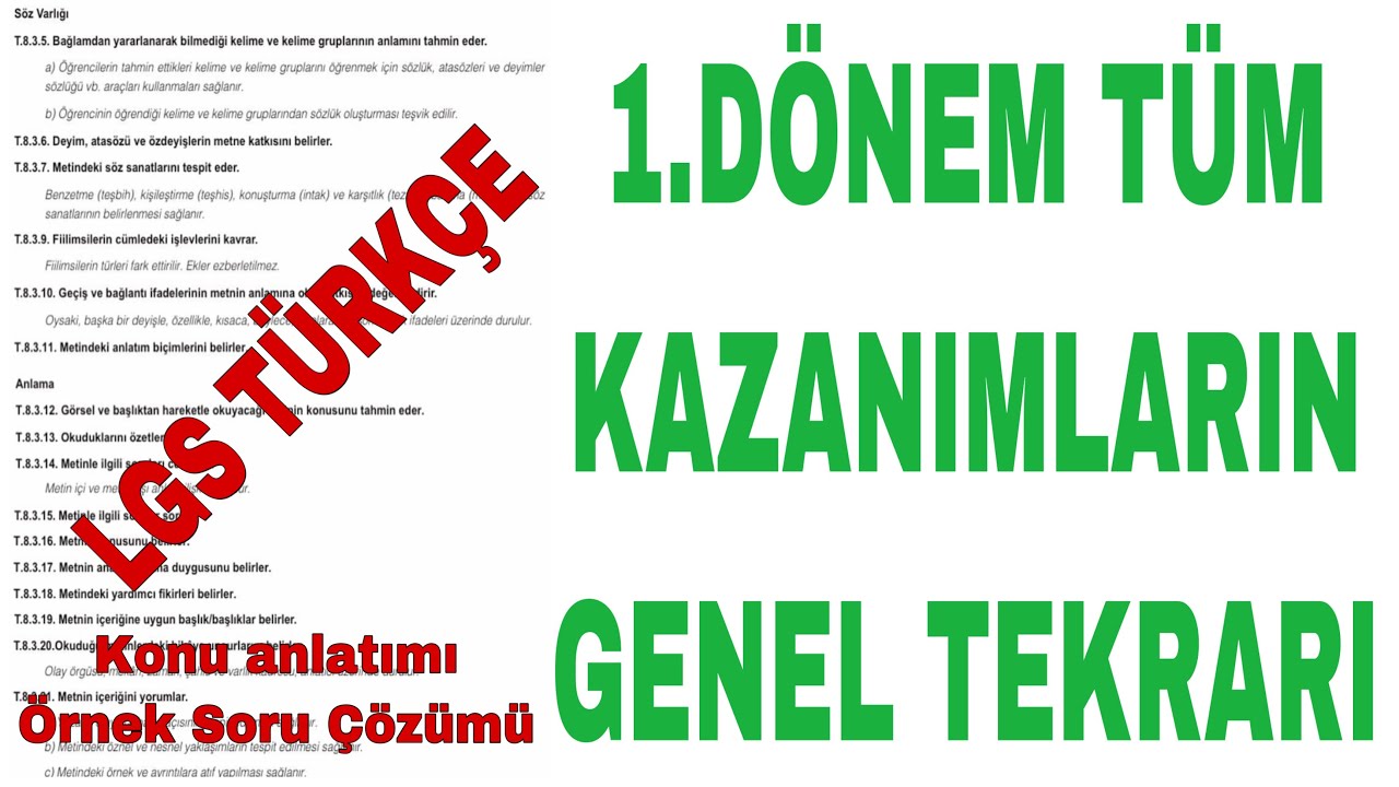 LGS TÜRKÇE 1. DÖNEM FULL TEKRAR