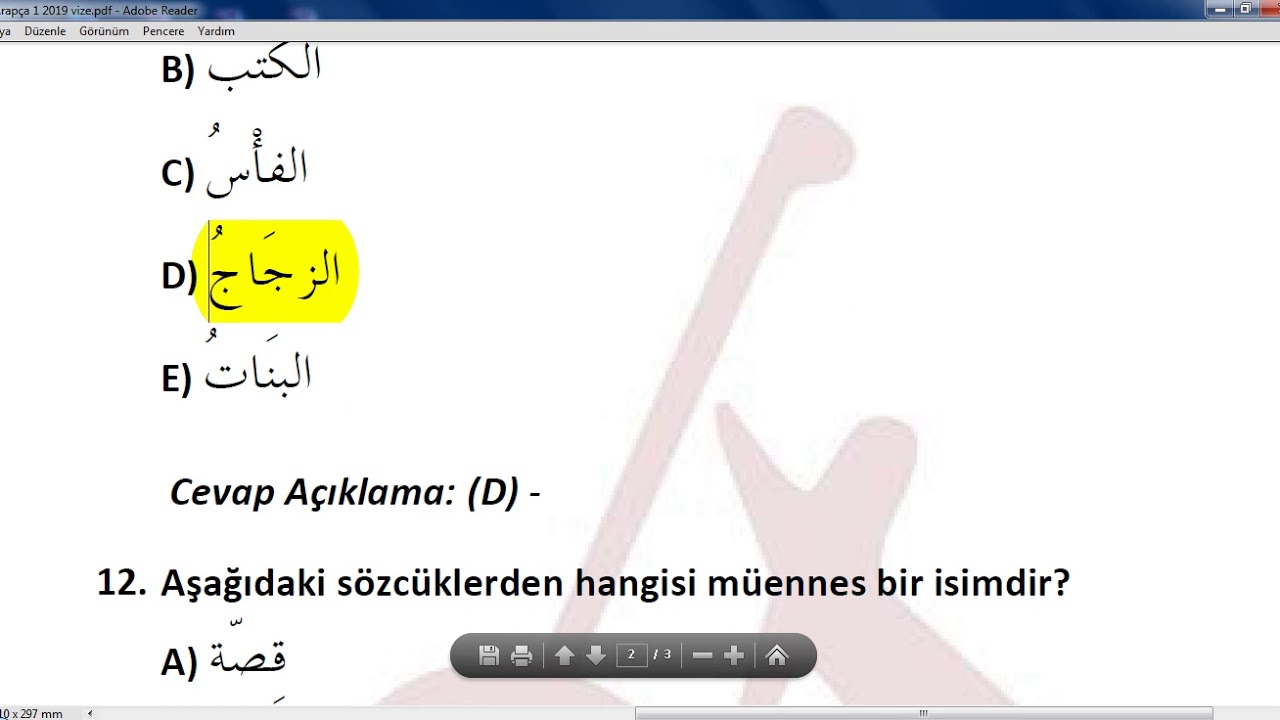 ATA ÜNİ AÖF 2019  #ARAPÇA 1 VİZE SINAV SORULARI
