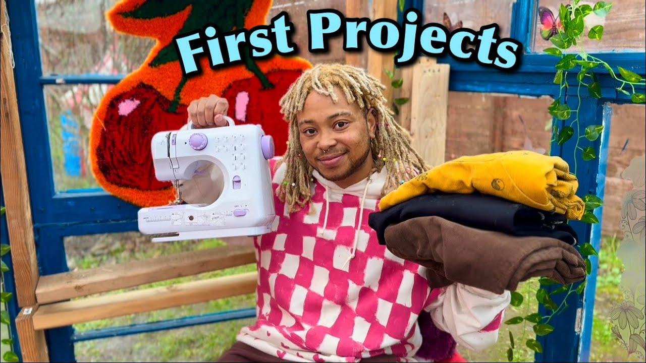 Подшиваю и чиню одежду на своей новой швейной машинке.