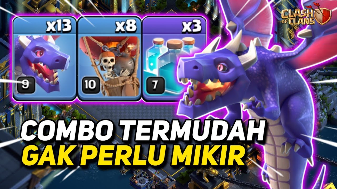 Strategi Serangan TH 14 Termudah !! Combo Dragon Balon + Cloned Spell - Clash Of Clans