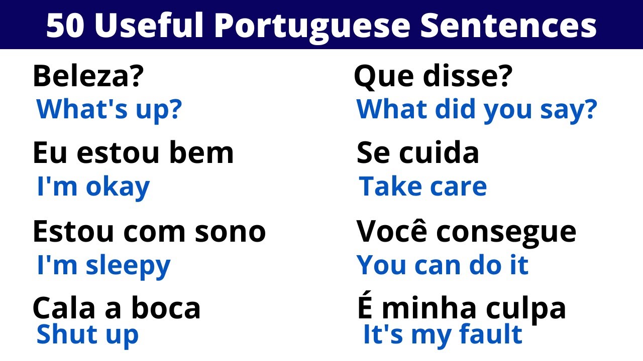 Portuguese Lesson: Useful Portuguese Sentences for Beginners. Brazilian Portuguese.