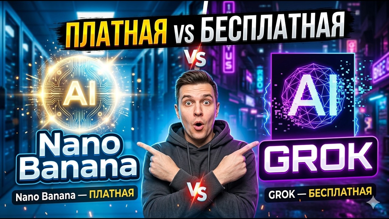 Nano Banana vs GROK. Сравнение платной и без платной НЕЙРОНКИ для генерации ФОТО и ВИДЕО