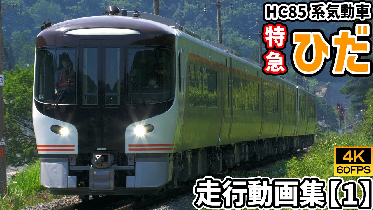 【鉄道動画/4K60P】特急ひだ JR東海HC85系ハイブリッド式特急気動車 【走行動画集 Vol.1】