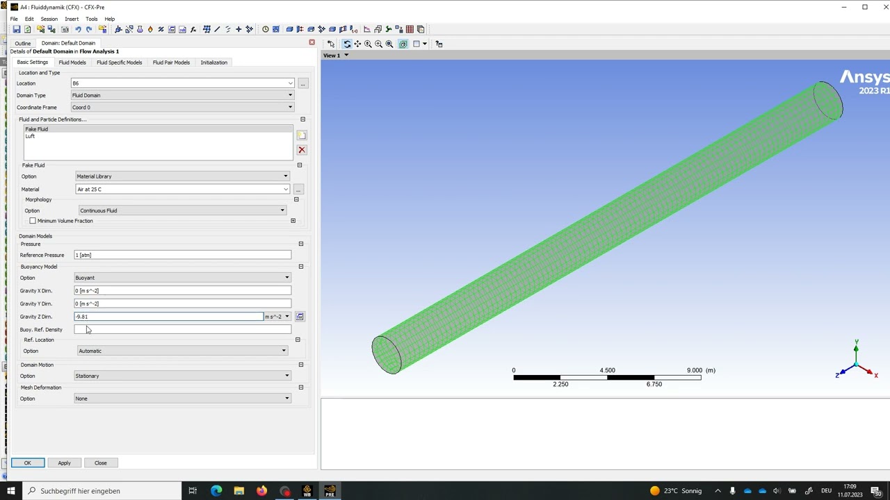 ANSYS CFX Schwerkrafteinfluss Medium Luft