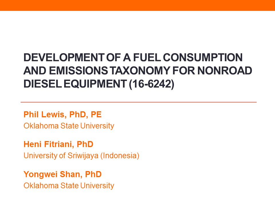 Fuel Consumption and Emissions Taxonomy Development