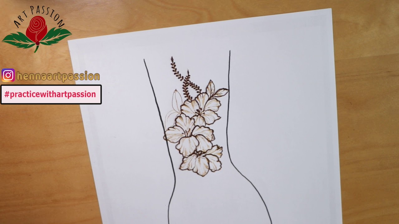 Practice 29 : hibiscus flower and Jumka in mehendi design | #stayhome #practicewithartpassion