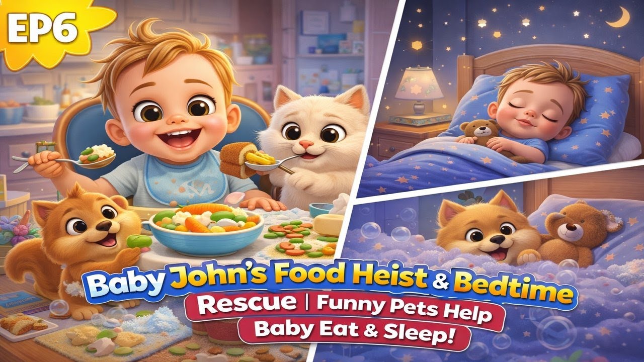 Ep6. Baby John’s Food Heist & Bedtime Rescue | Funny Pets Help Baby Eat & Sleep.#Milo Funny Dog