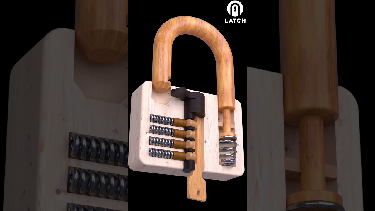 Wooden Padlock Section | How padlocks work (3D Animation) - Clip 72 #padlock #doorlock