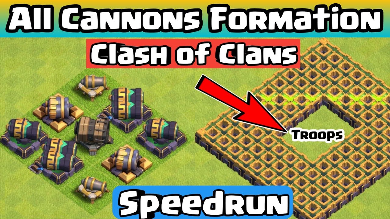 Cannon Formation Speedrun Clash of Clans | Cannon vs all Troops Coc | Builder base Giant Cannon Coc