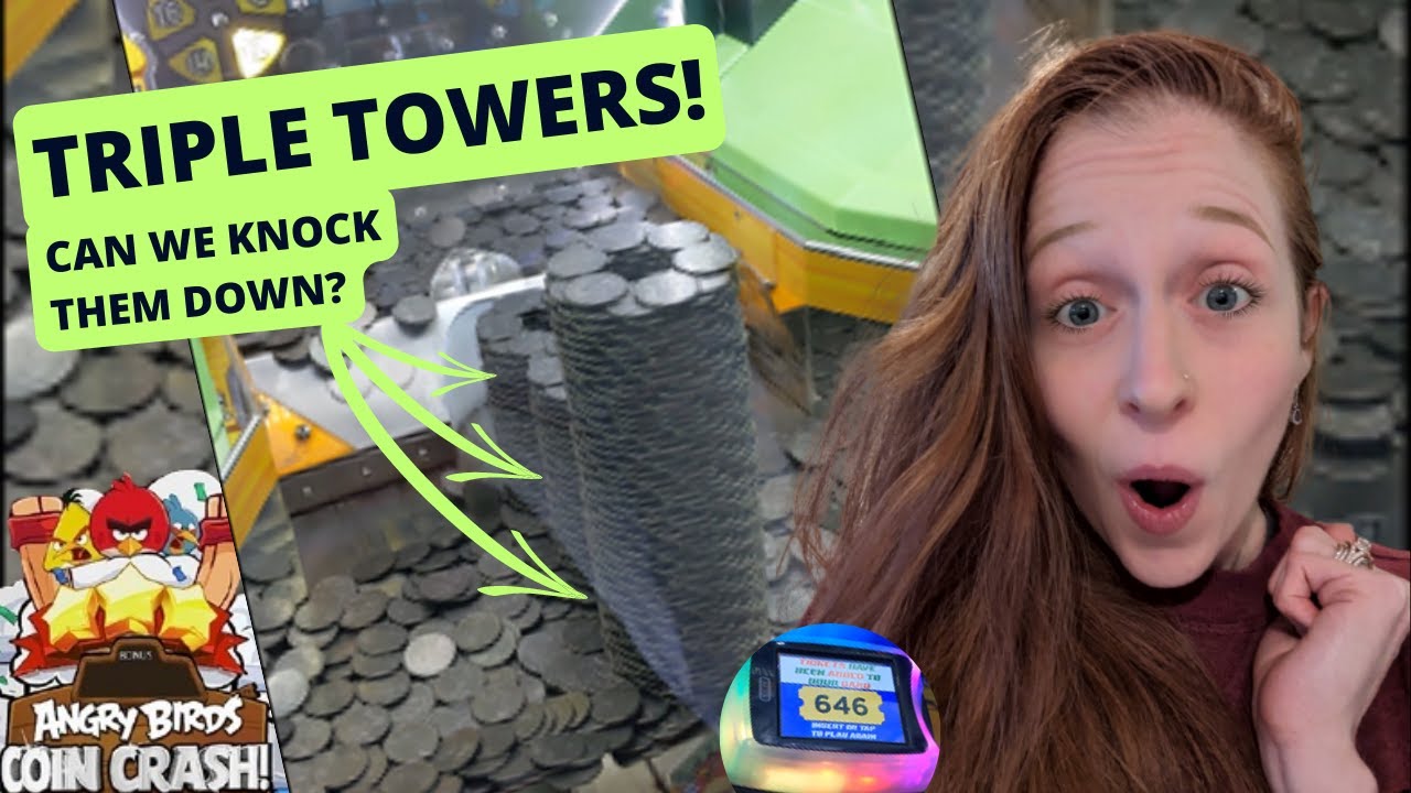 Angry Birds Triple Tower Takedown! #arcadegames #coinpusher