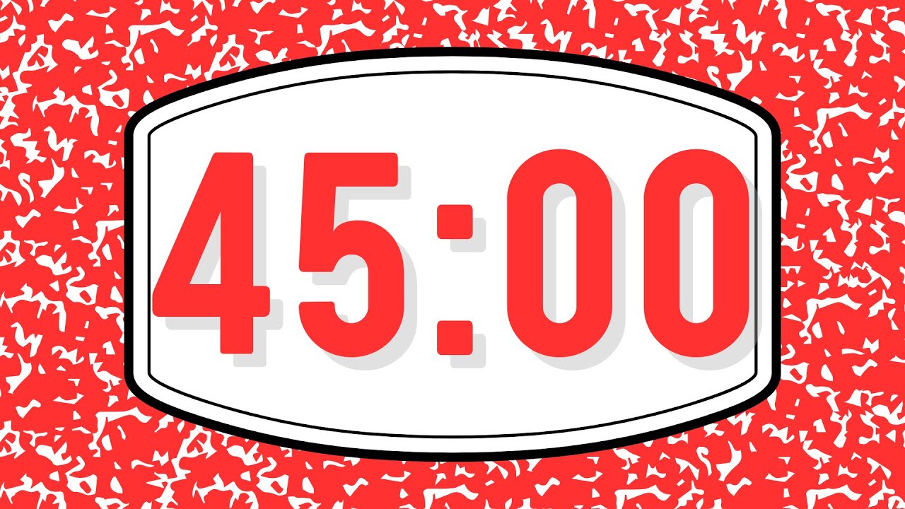 45 MINUTE RED NOTEBOOK 📓 COUNTDOWN TIMER | NO MUSIC | DIGITAL ALARM | EMBED-FRIENDLY
