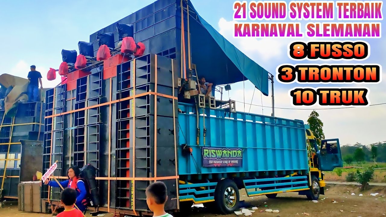 8 FUSSO 3 TRONTON DAN 10 TRUK DAFTAR HADIR SOUND SYSTEM DI LAPANGAN SLEMANAN UDANAWU BLITAR