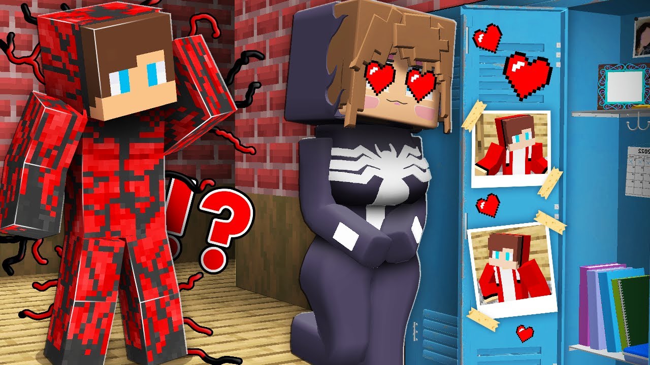 VENOM Girl is in LOVE with JJ CARNAGE in Minecraft - Maizen