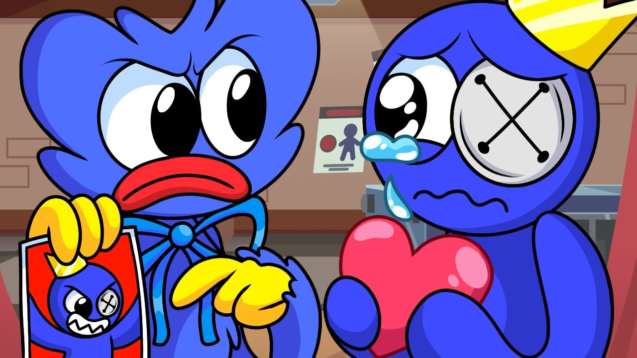 Huggy Wuggy vs BLUE 🎤 FNF Playtime but Rainbow Friends Animation