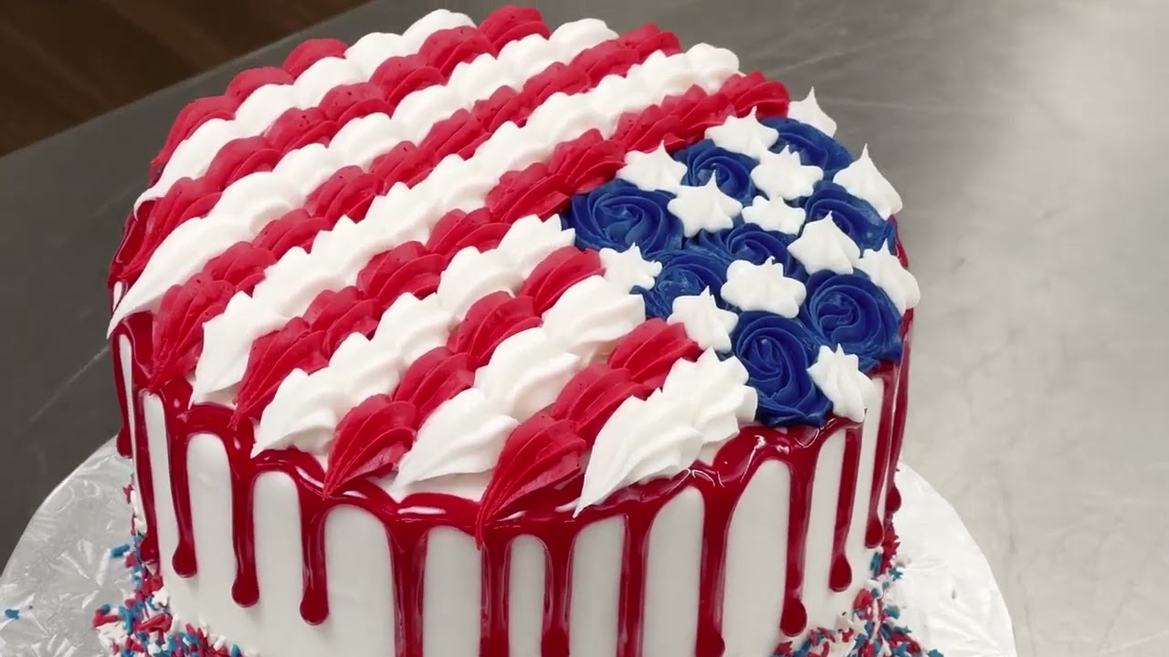 Red, White & Blue Drip Cake