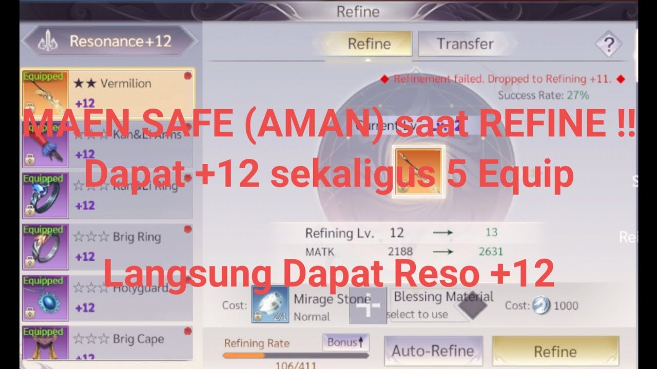 Refine Maen SAFE (AMAN) . Dapat 5 Equip Sekaligus +12 . Langsung Reso +12 !!! #PerfectWorldVNG