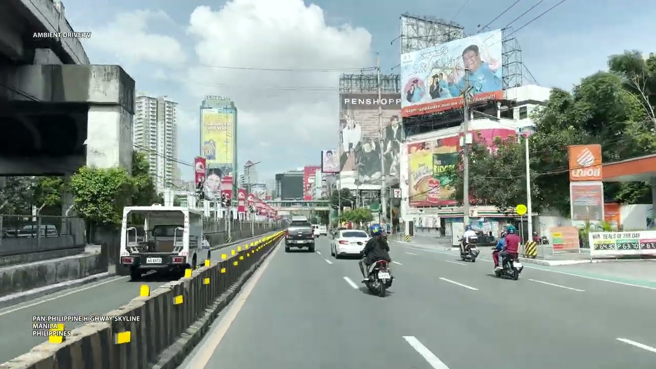 DRIVING MANILA PHILIPPINES 4K - PAN PHILIPPINE HIGHWAY SKYLINE - AMBIENT DRIVE TV