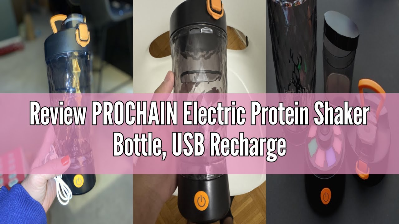 Review PROCHAIN Electric Protein Shaker Bottle, USB Rechargeable Protein Shakes Mixing Cup, Water Dr