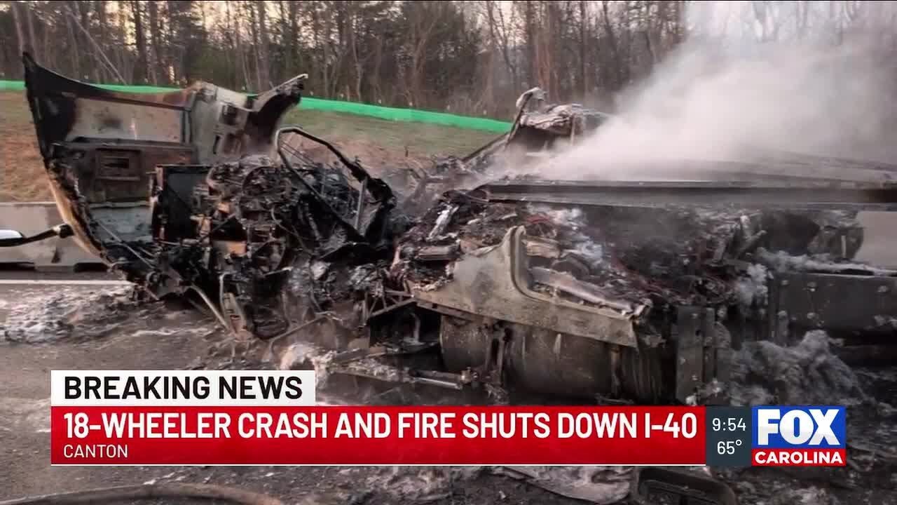 18-wheeler crash and fire shuts down I-40 in WNC