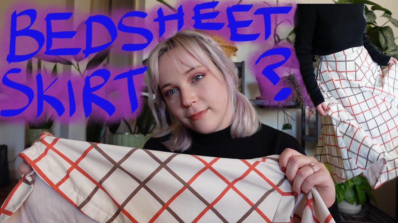 Sewing A Skirt from a Thrifted Bedsheet | No Pattern, Elastic, or Zipper