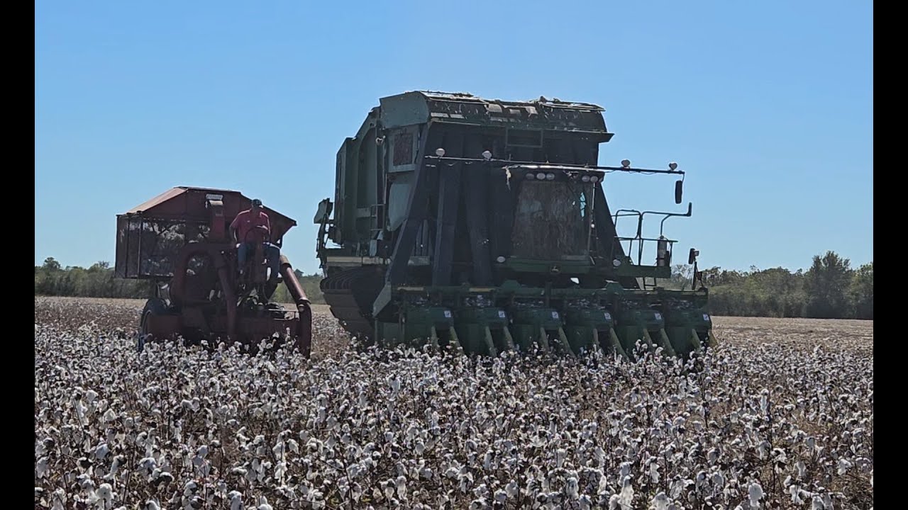 70 years of progress:  McCormick 14A 1-row and John Deere 7760 6-row cotton picker