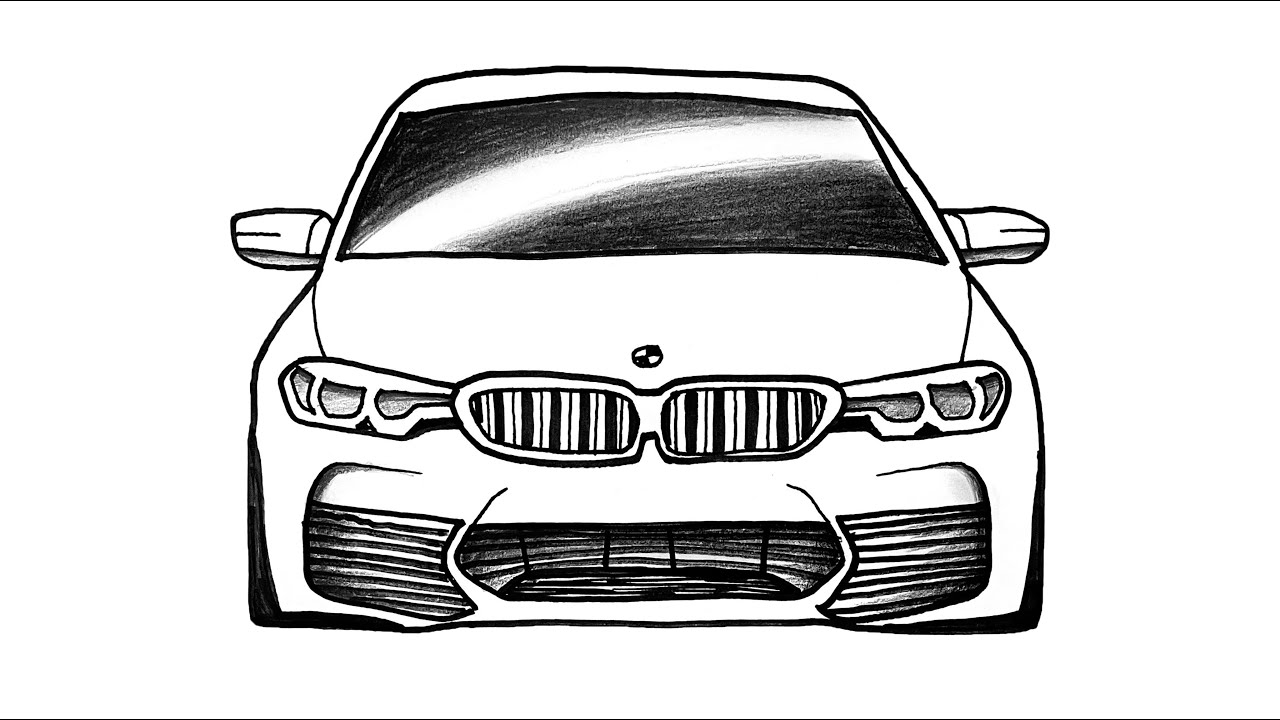 How To Draw Bmw Car Step By Step - How to draw BMW M5 F90 - Sport Car drawing - Bmw M5 Araba Çizimi