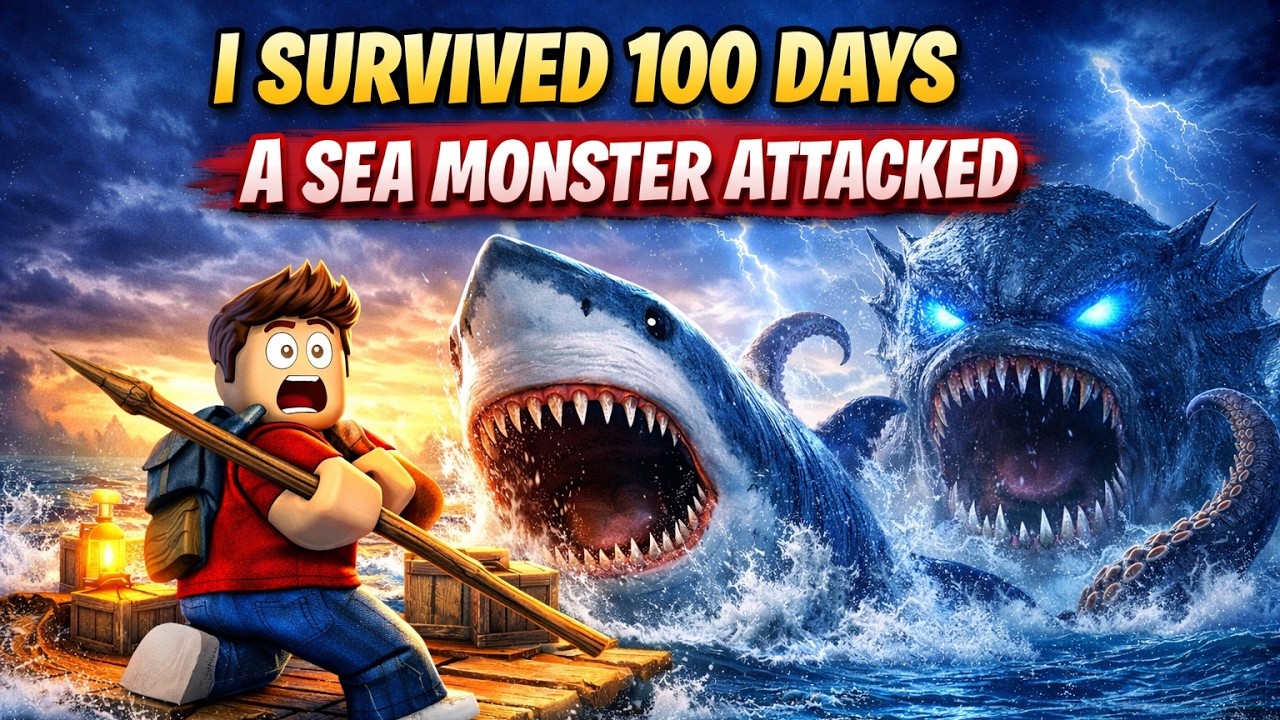 🔥 I Survived 100 Days in the Roblox Ocean… A Sea Monster Attacked