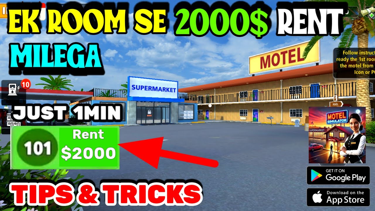 How To Earn Unlimited Room Rent In Supermarket & Motel Simulator Mobile | Motel Simulator