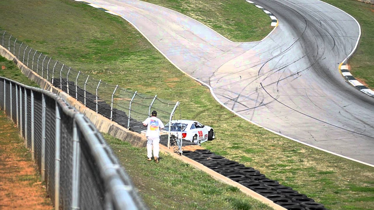SCCA GT race start + crash