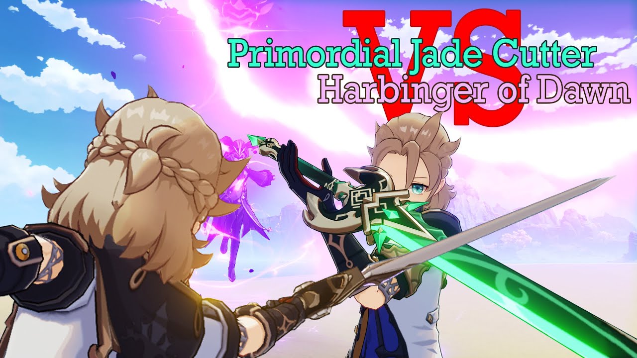 Genshin Impact - Albedo Main DPS Primordial Jade Cutter VS Harbinger of Dawn DMG and Time result