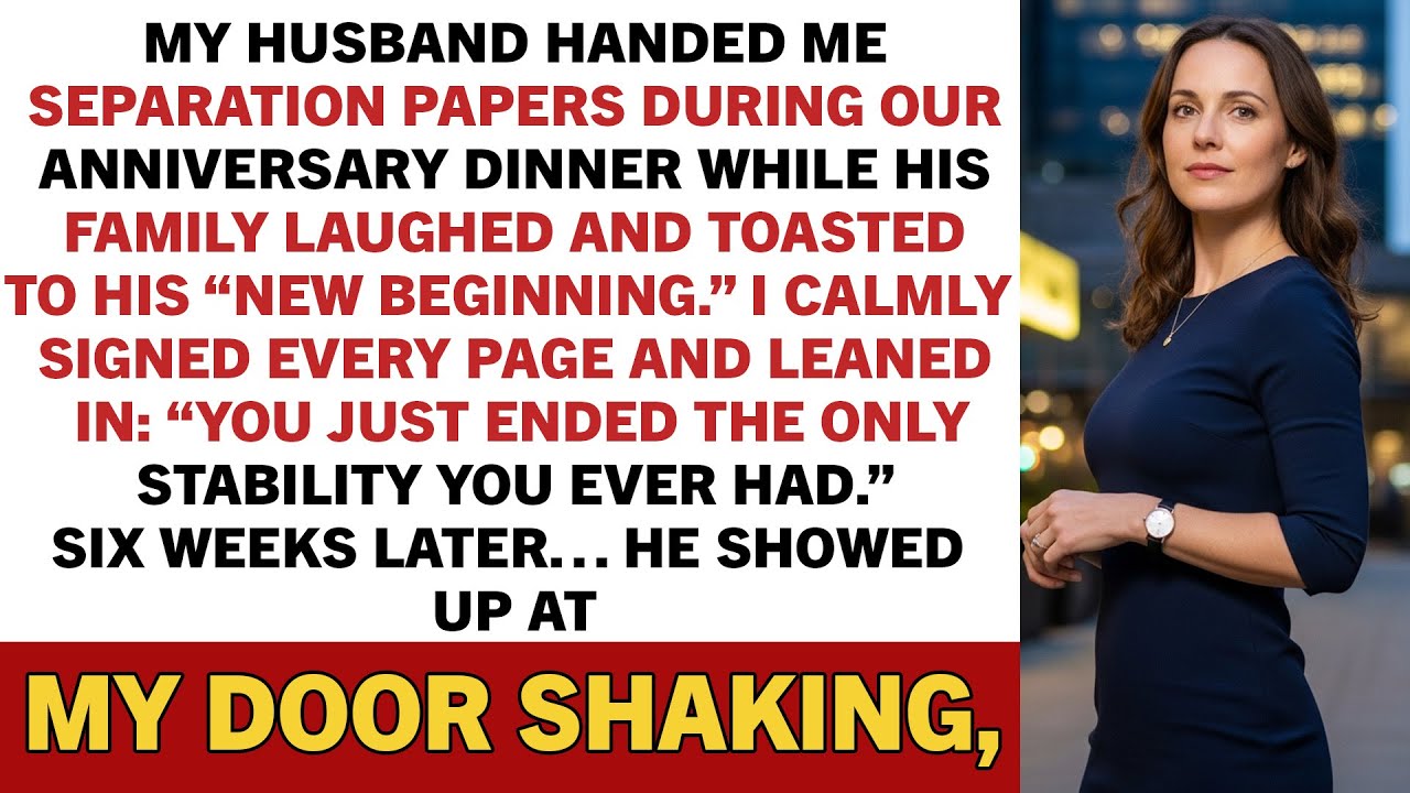 My husband handed me separation papers during our anniversary dinner while his family…