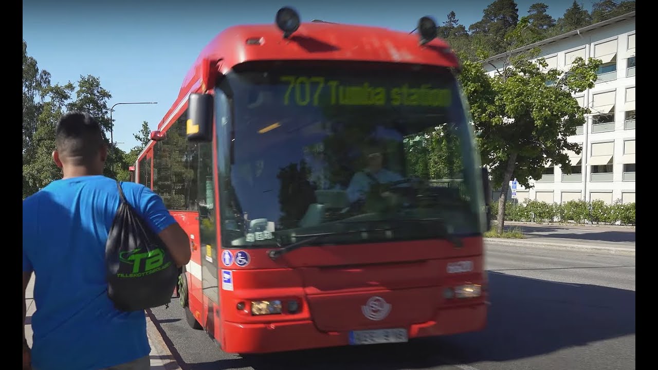 Sweden, Stockholm, bus 707 ride from Vårby källa to Tuna