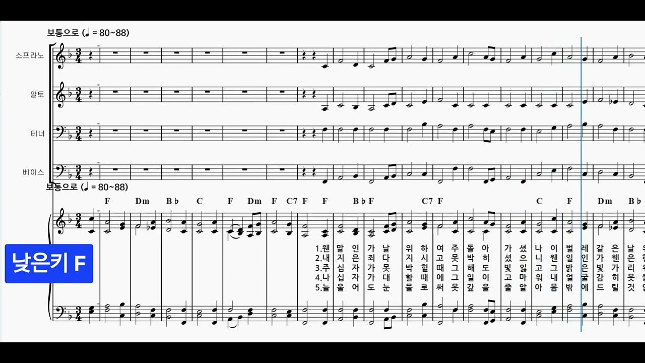 [Practice 생활의 찬양] 찬송가143장_웬말인가 날 위하여(낮은키/F)