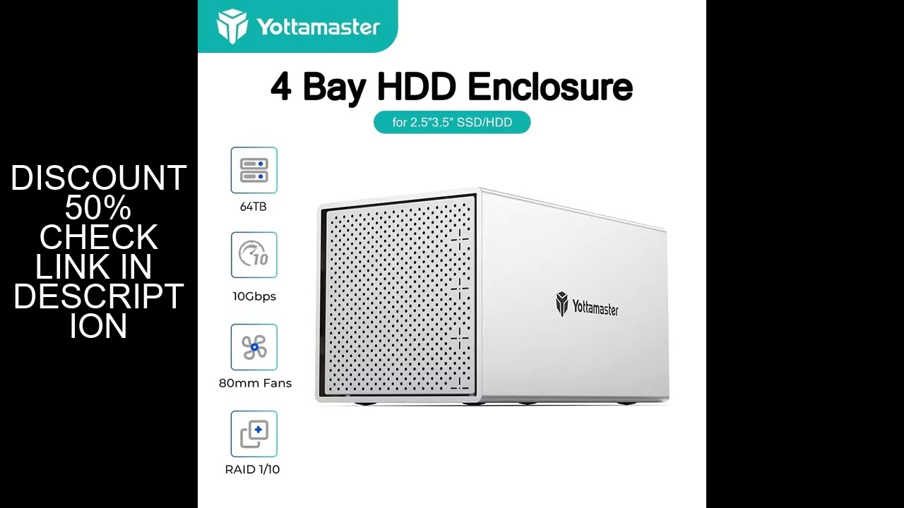 Yottamaster 4 Slot RAID Enclosure 4 Bay 2.5/3.5-inch USB3.0 to SATA3.0 RAID External HDD Array Enclo