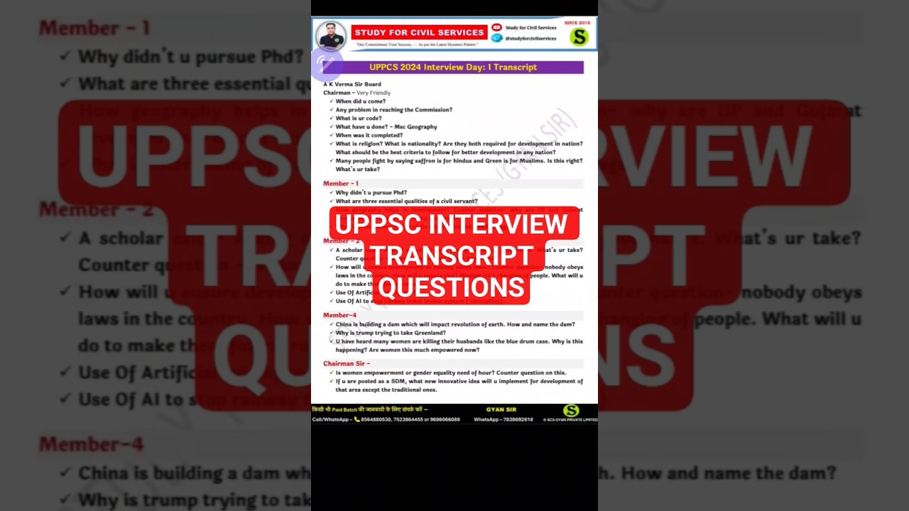 uppsc interview questions transcript decoded by gyan sir #uppcs #uppsc #upsc #pcs #gyansir #new
