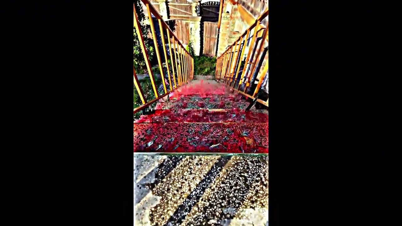 Crushing and Breaking Glass Bottles Vs. Stairs (Crunchy ASMR) ⚠️🔥 #satisfying #shorts