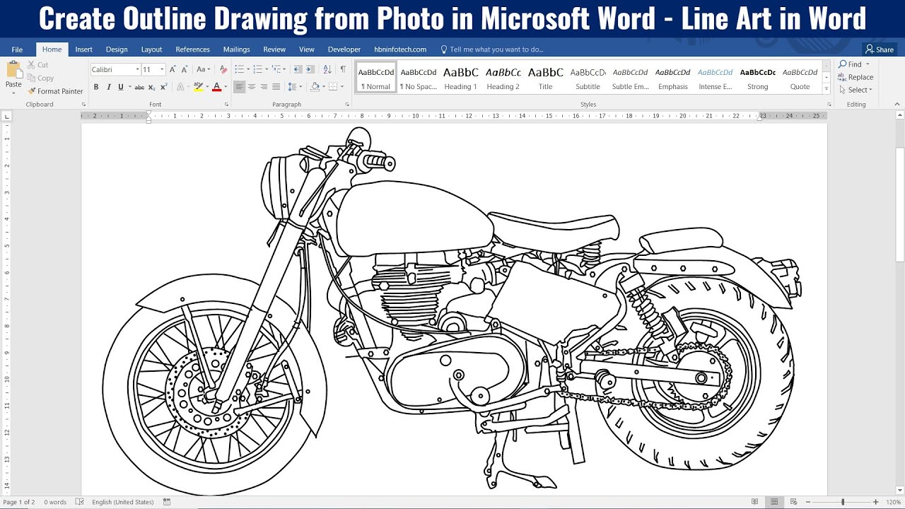 Create Outline Drawing from Photo in Microsoft Word - Line Art in Word