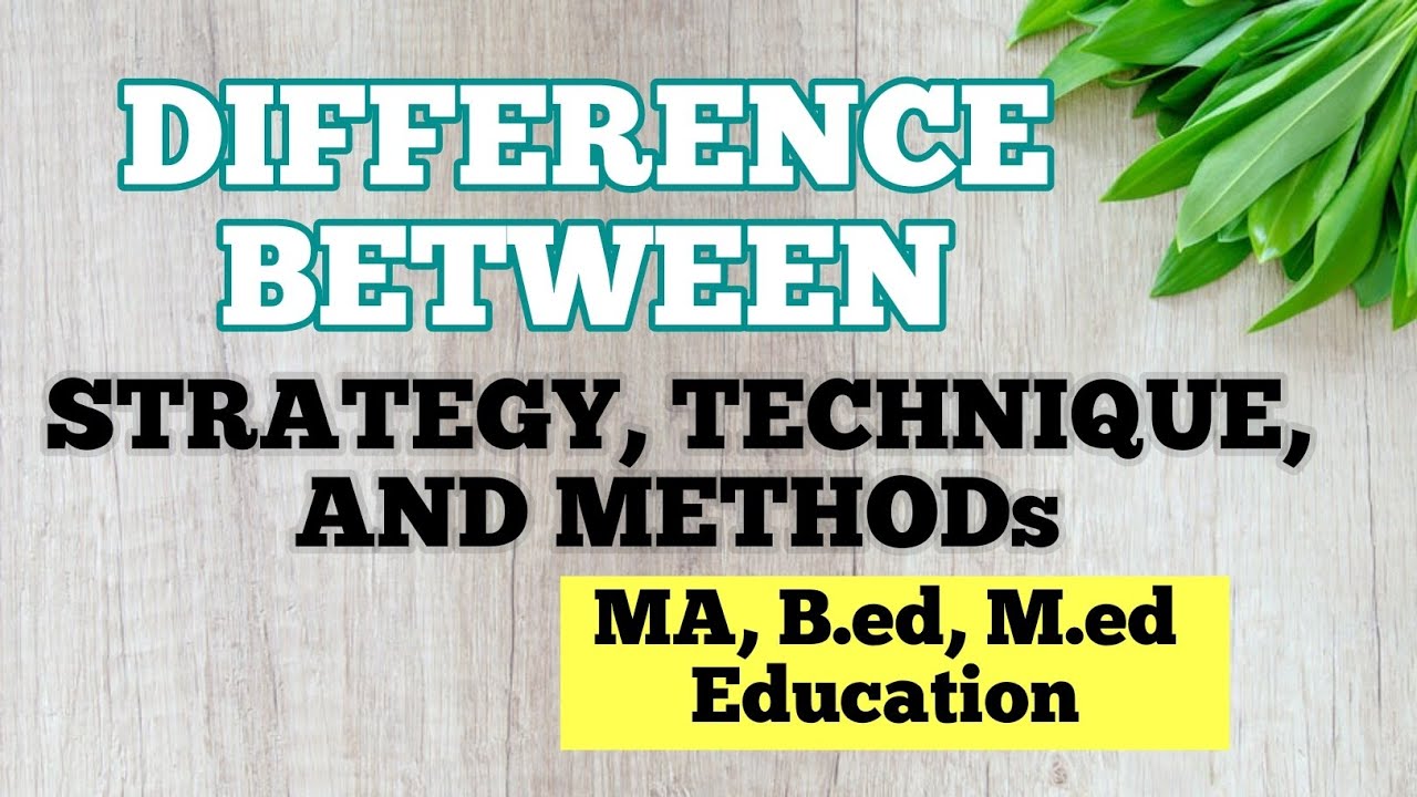 WHAT IS THE DIFFERENCE BETWEEN STRATEGY, TECHNIQUE, AND METHOD?#educationalvideos MA, M.Ed, B.ed