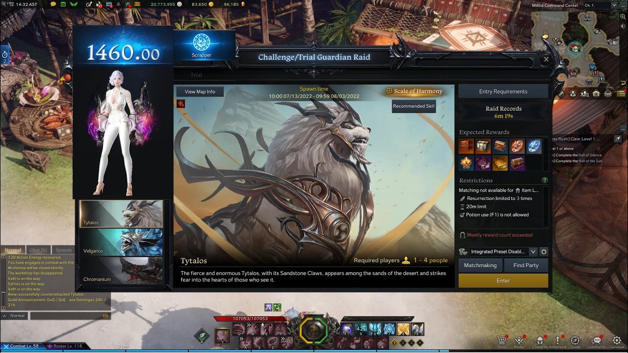 Lost Ark - Challenge Guardian Raid Tytalos - Taijutsu Scrapper 1460
