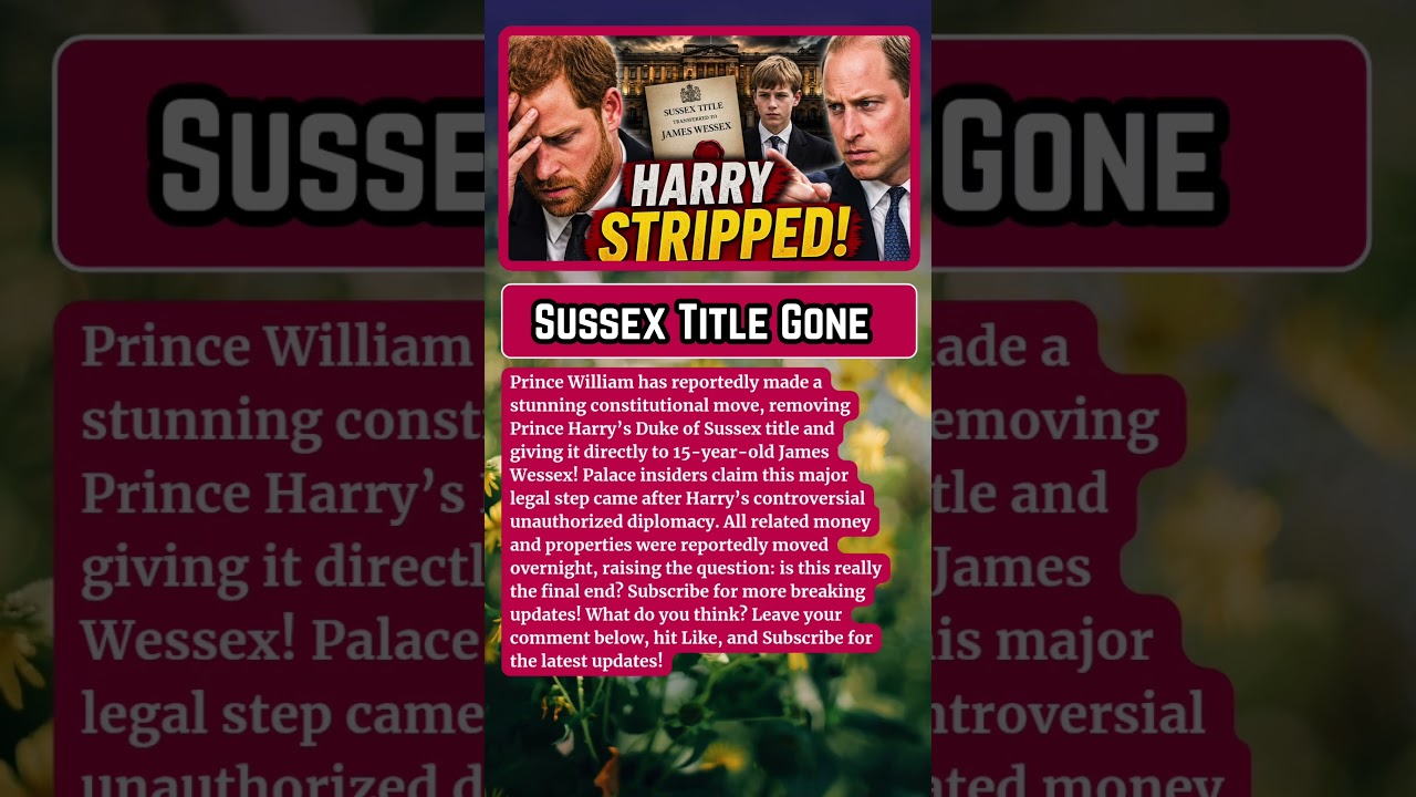 Royal Update: Prince Harry&rsquo;s Sussex Title TAKEN as William Names James for the Role!