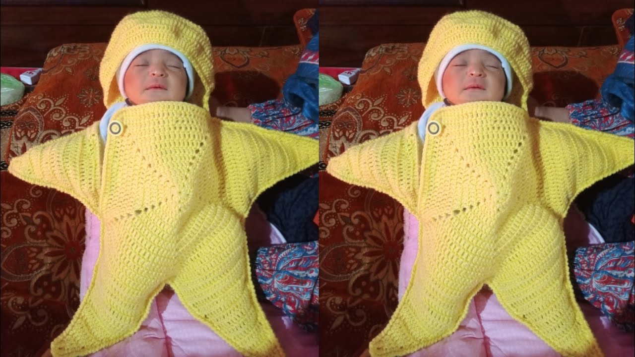 crochet star sleeping bister for 0 to 9 months baby, crochet design