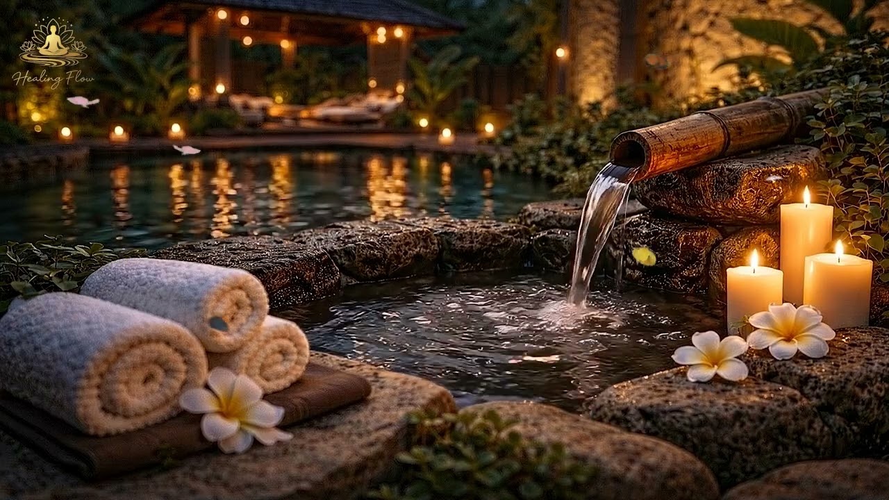 Healing Piano & Gentle Water Flow l Street Relief Spa Music.