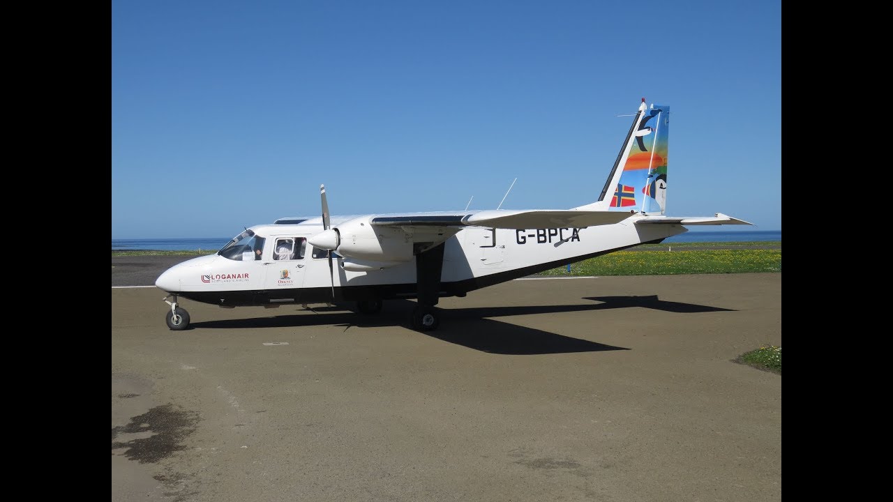 Loganair BN-2B-26 - Shortest commercial flight from Papa Westray (PPW) to Westray (WRY), Scotland