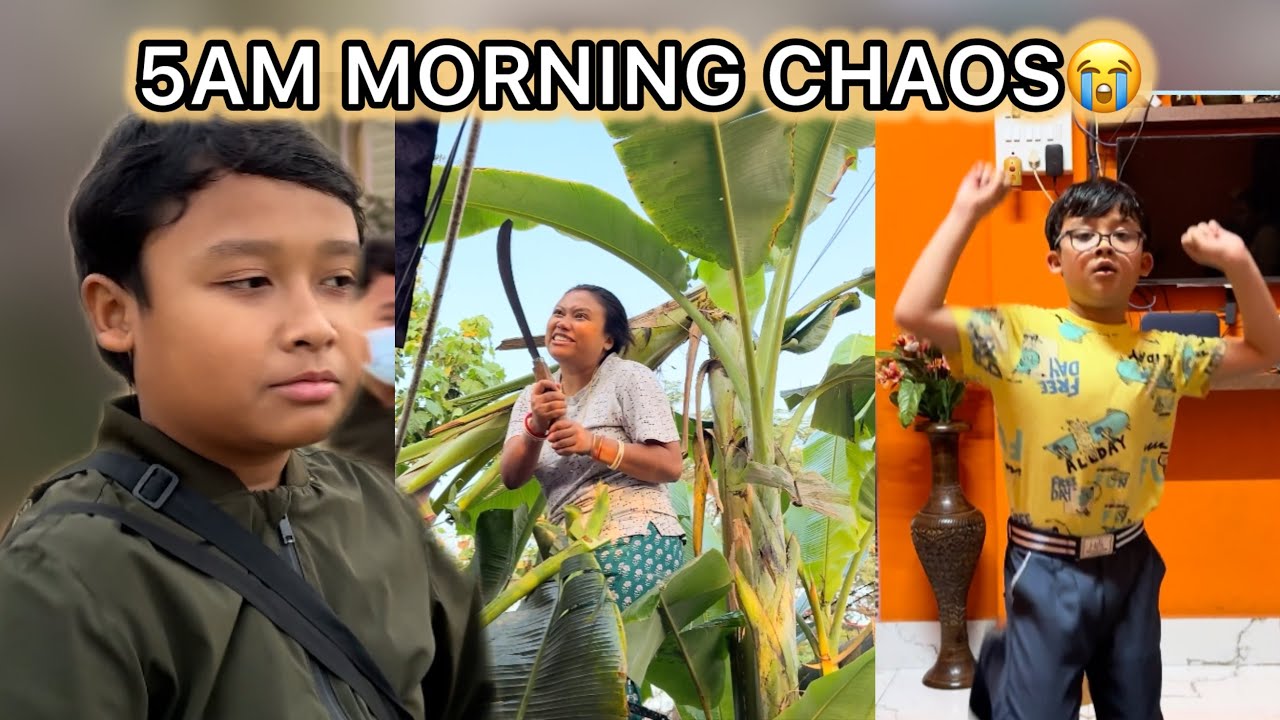 My Mom is Better Than Alarm 😂 5AM Morning Routine + Banana Stem Struggle 