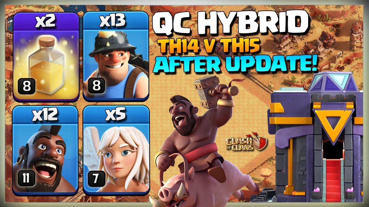 Stronger After Update TH14 Hybrid | Th14 vs Th15 | QC Hog Miner Attack Strategy - Th14 Hybrid in coc