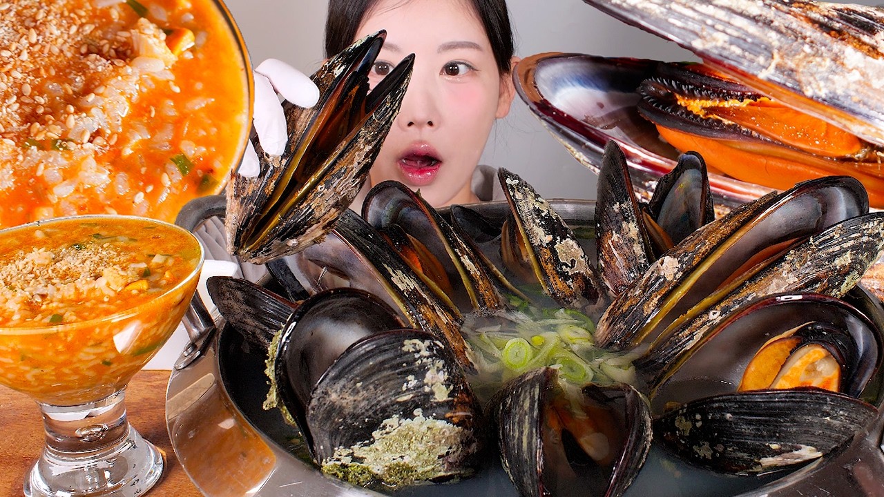 이 국물 약이다…🧡 자연산 대왕 섭국과 향토식 빨간 섭죽 먹방 giant mussel  [eating show] mukbang korean food