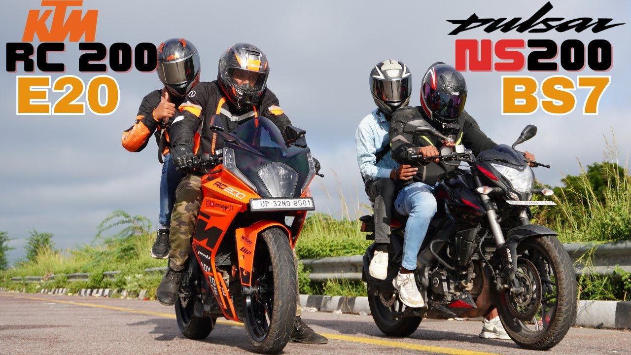Pulsar NS200 BS7 vs KTM RC200 E20 with Pillion Drag Race- Loaded Battle
