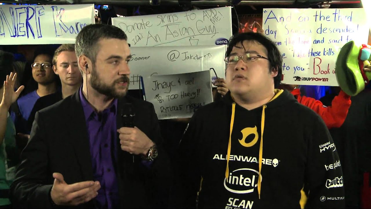 Scarra interview after Dignitas (DIG) vs Velocity (VES) match at MLG Anaheim NA LCS Summer 2013 W3D3